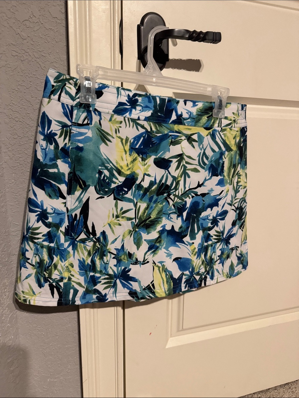 Tropical Blue & Green Print Mini Skirt